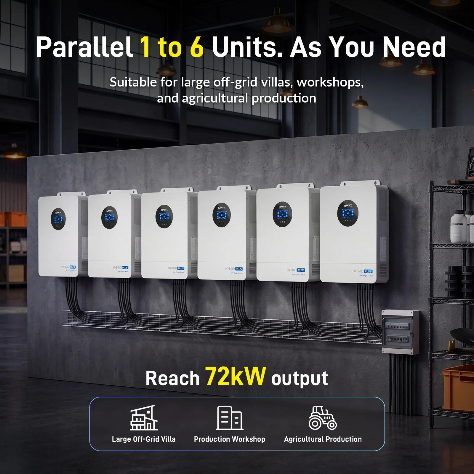 ⚡️Launch Early Bird: $1499⚡️WattCycle 12000W 48V All-in-One Solar Inverter: Split Phase 120/240V, 18kW Dual MPPT, 72kW Parallel Ready - Image 7