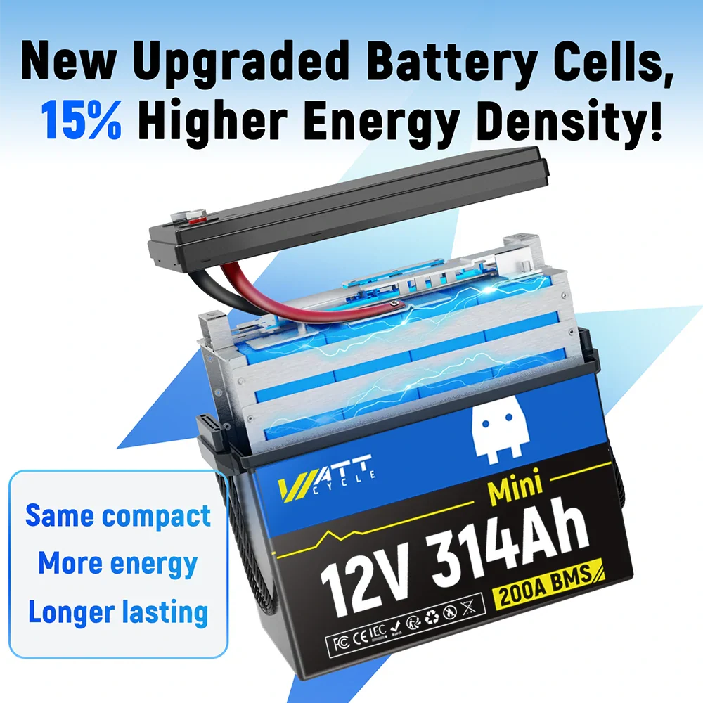 [👍 Bestseller] WattCycle 12V 314Ah Mini LiFePO₄ Battery – Compact Size, High Capacity (Basic No Bluetooth Version)⚡️Restocking soon⚡️ - Image 5