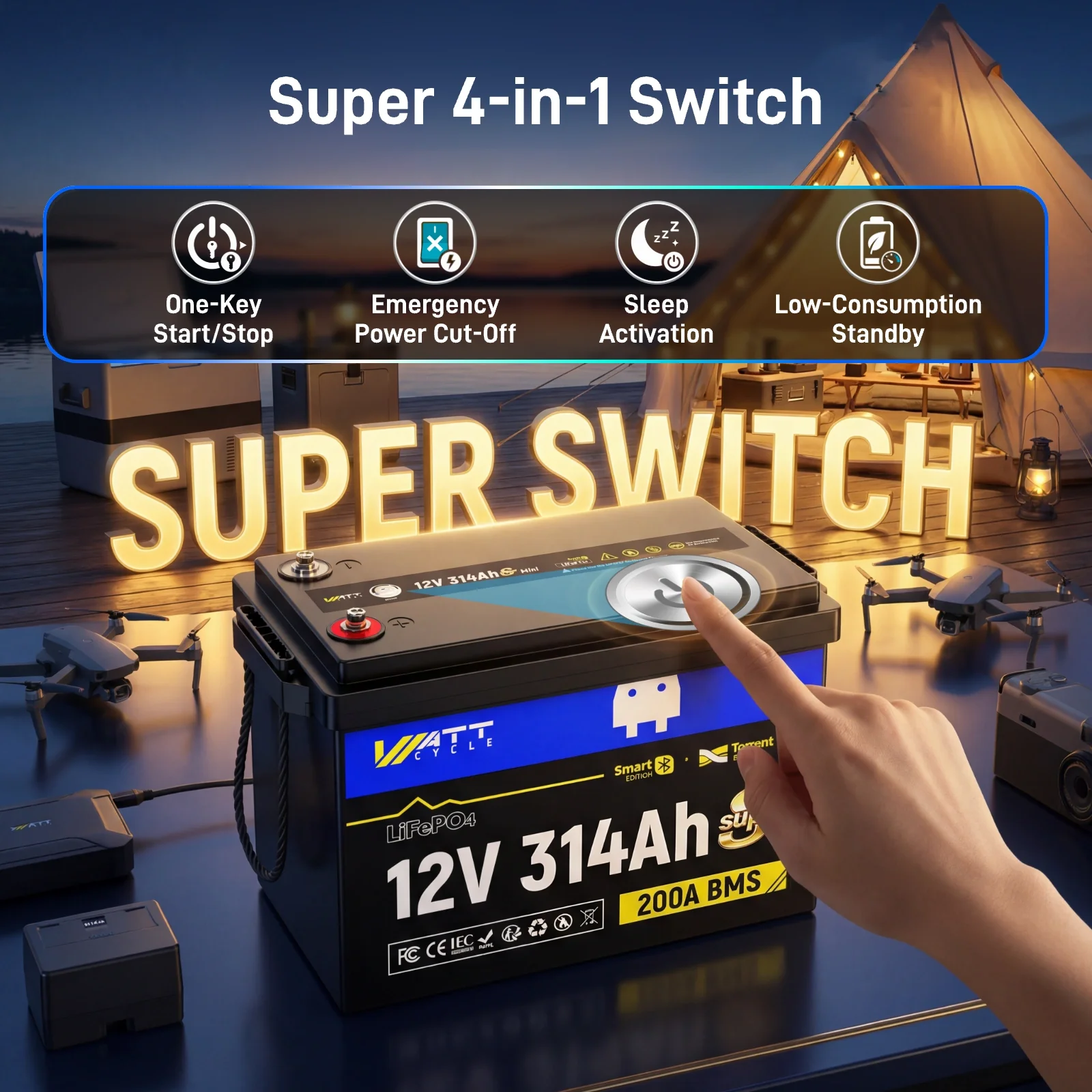 ⚡️Launch Early Bird: $499⚡️WattCycle 12V 314Ah Bluetooth Mini Super LiFePO4 - Active Balancing & DIY Serviceable - Image 4