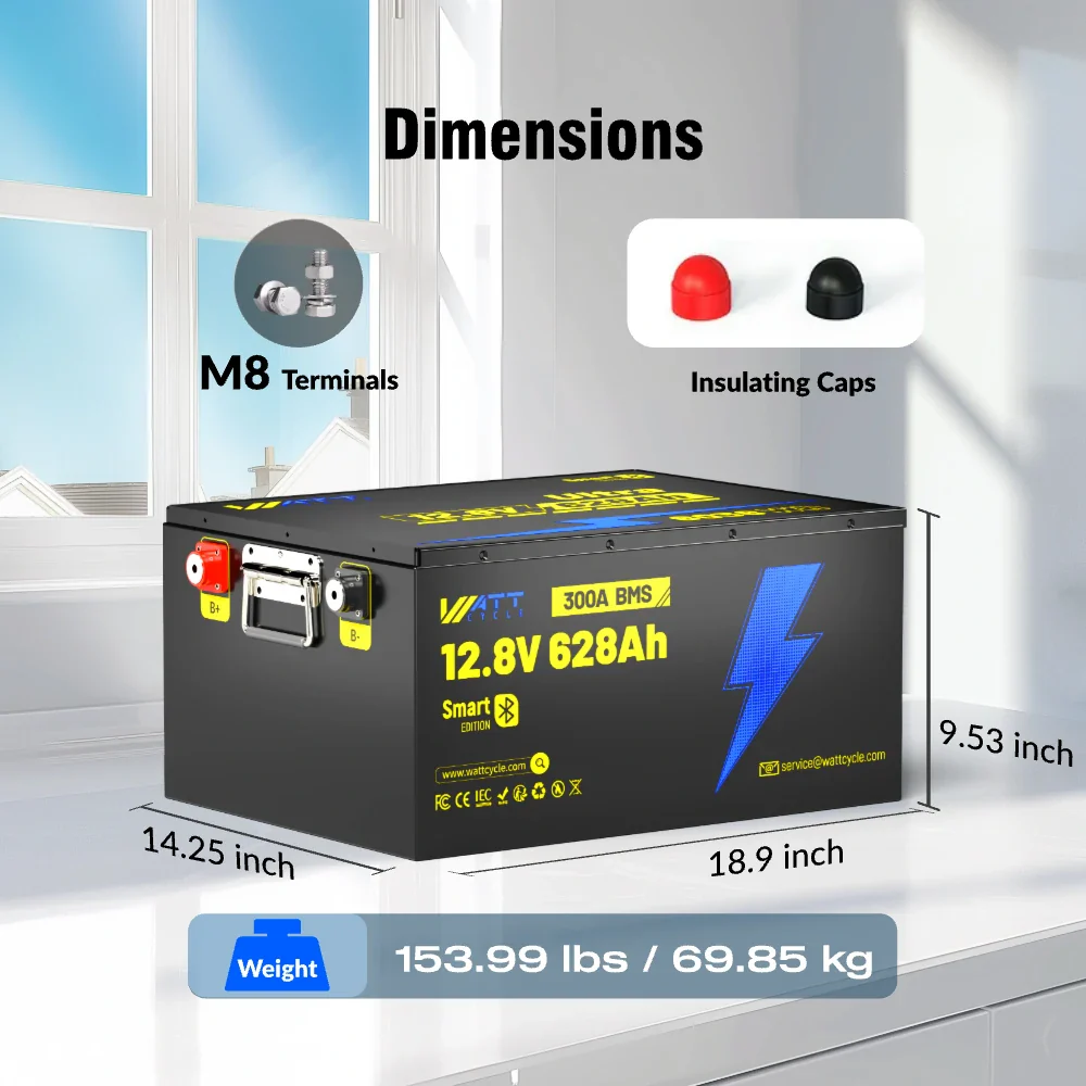 Wattcycle 12V 628Ah Ultra Bluetooth LiFePO₄ Battery - 8038Wh Storage - Image 4