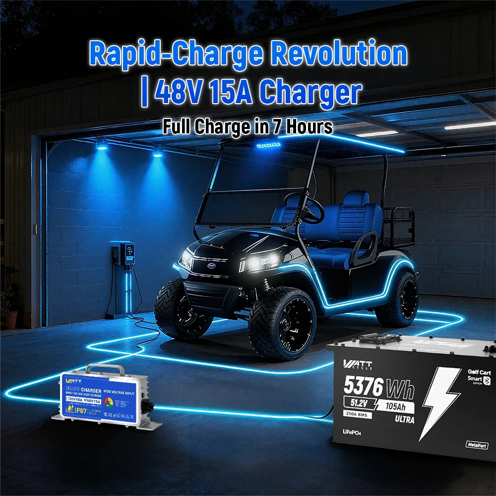 Wattcycle 48V 105Ah LiFePO₄ Lithium Golf Cart Battery – 250A BMS for High Torque & Hills, Bluetooth LiFePO₄ - Image 8