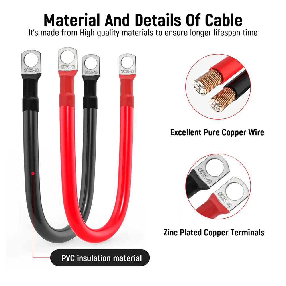 4AWG 11-Inch Battery Inverter Cable Set - Image 3