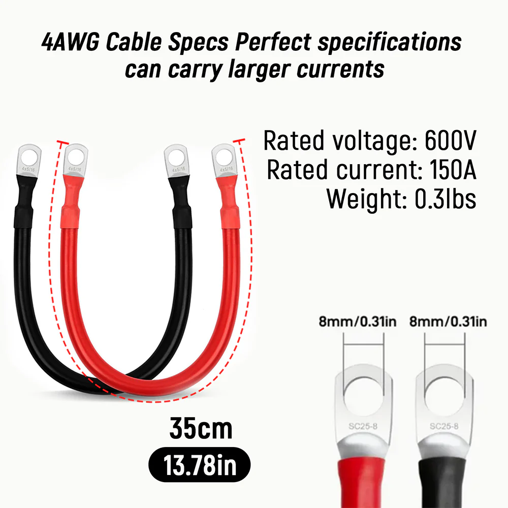 4AWG 11-Inch Battery Inverter Cable Set - Image 4