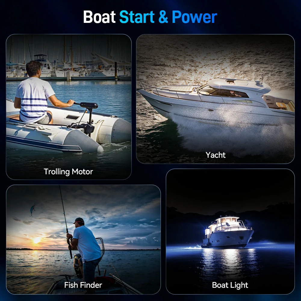 12V 100Ah 1200CCA Dual Purpose Marine Cranking Battery with Bluetooth and Self-heating - Image 8