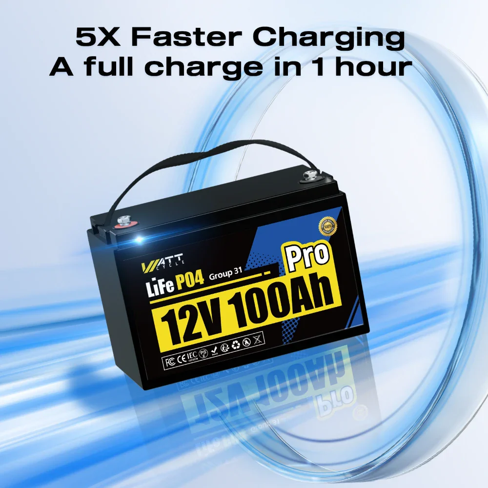 Wattcycle 12V 100Ah Group 31 Pro LiFePO4 Battery with 110A BMS - Image 4