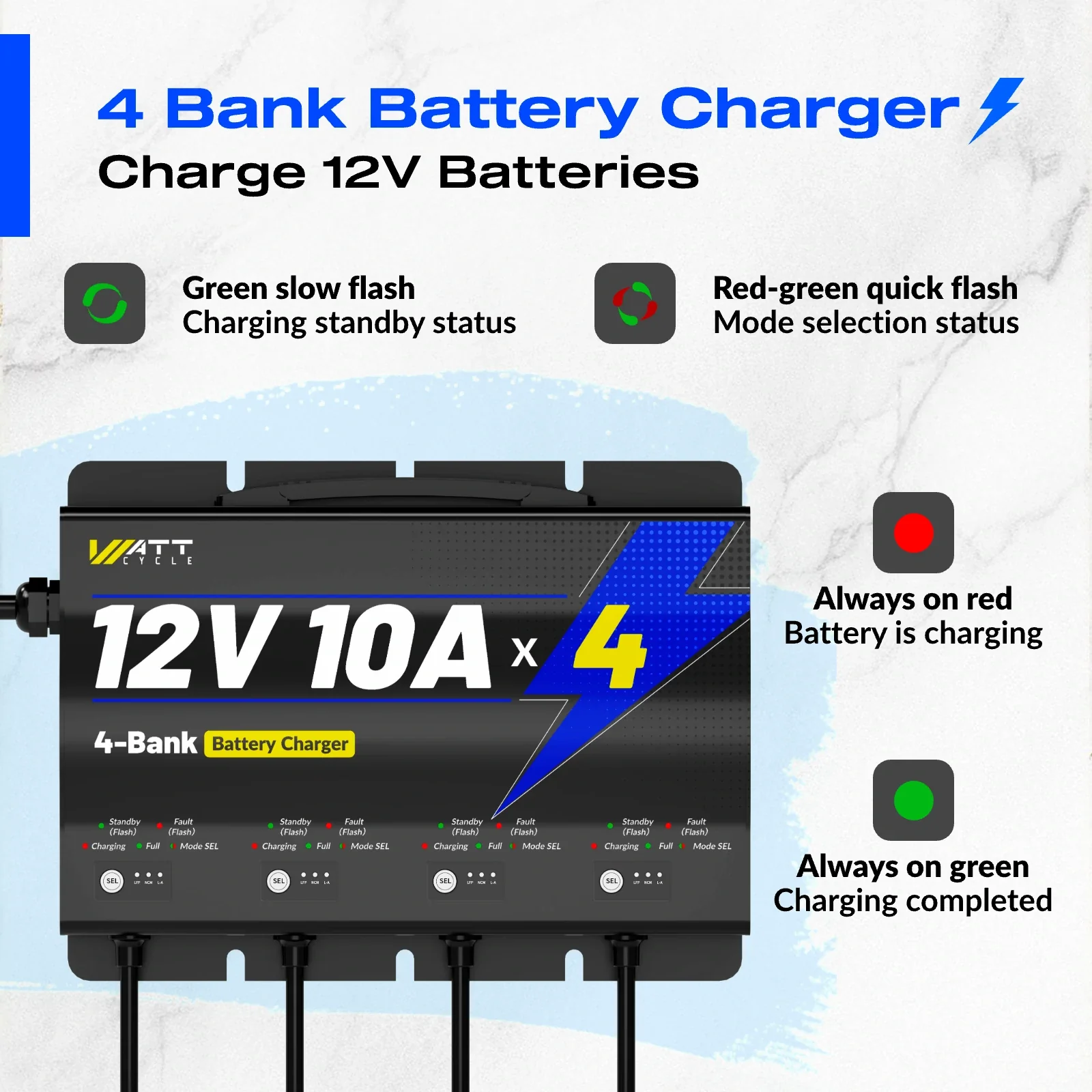 12V 10A 4 Bank Battery Charger - Image 5