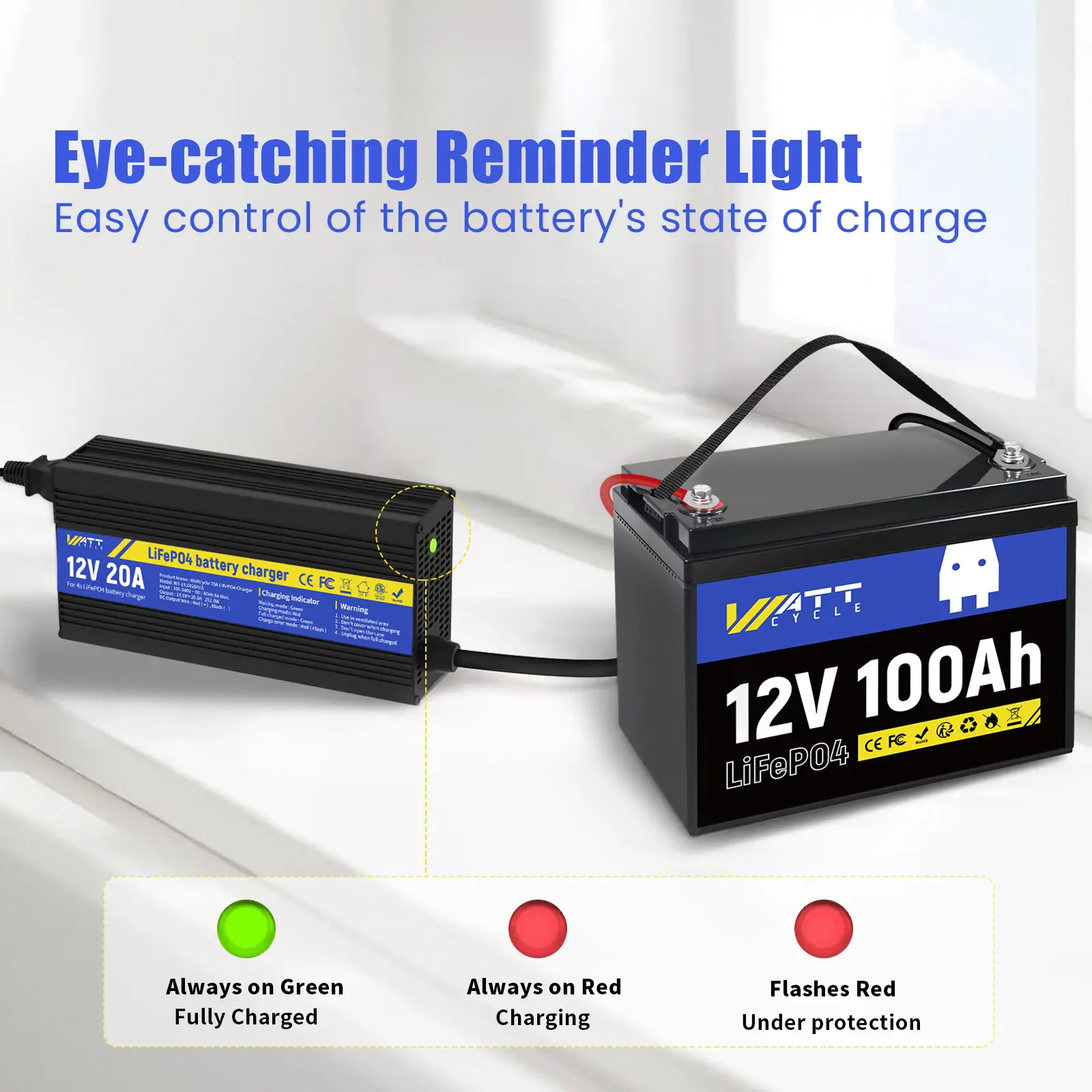 14.6V 20A Aluminum Shell LiFePO4 Battery Charger - Image 4