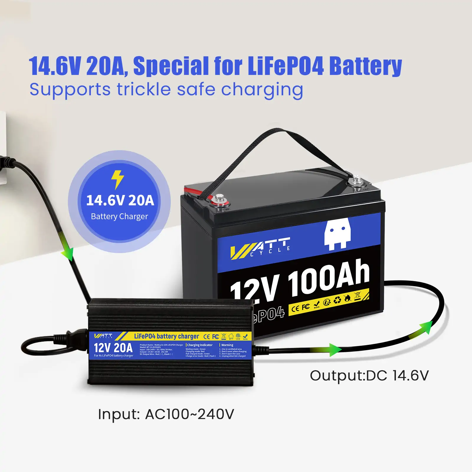 14.6V 20A Aluminum Shell LiFePO4 Battery Charger - Image 5
