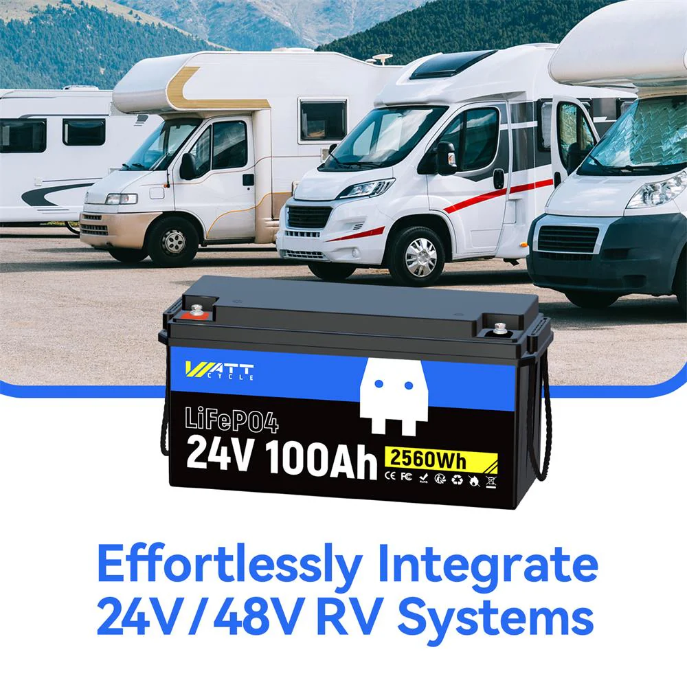 ⚡️Spring Sale: $339.99⚡️ Wattcycle 24V 100Ah LiFePO4 Battery with Low-Temp Protection for Trolling Motor & Solar System - Image 8
